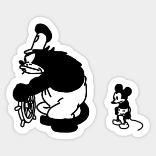 Angry Cat and Sad Mouse in Steamboat Willie 1928 Sticker